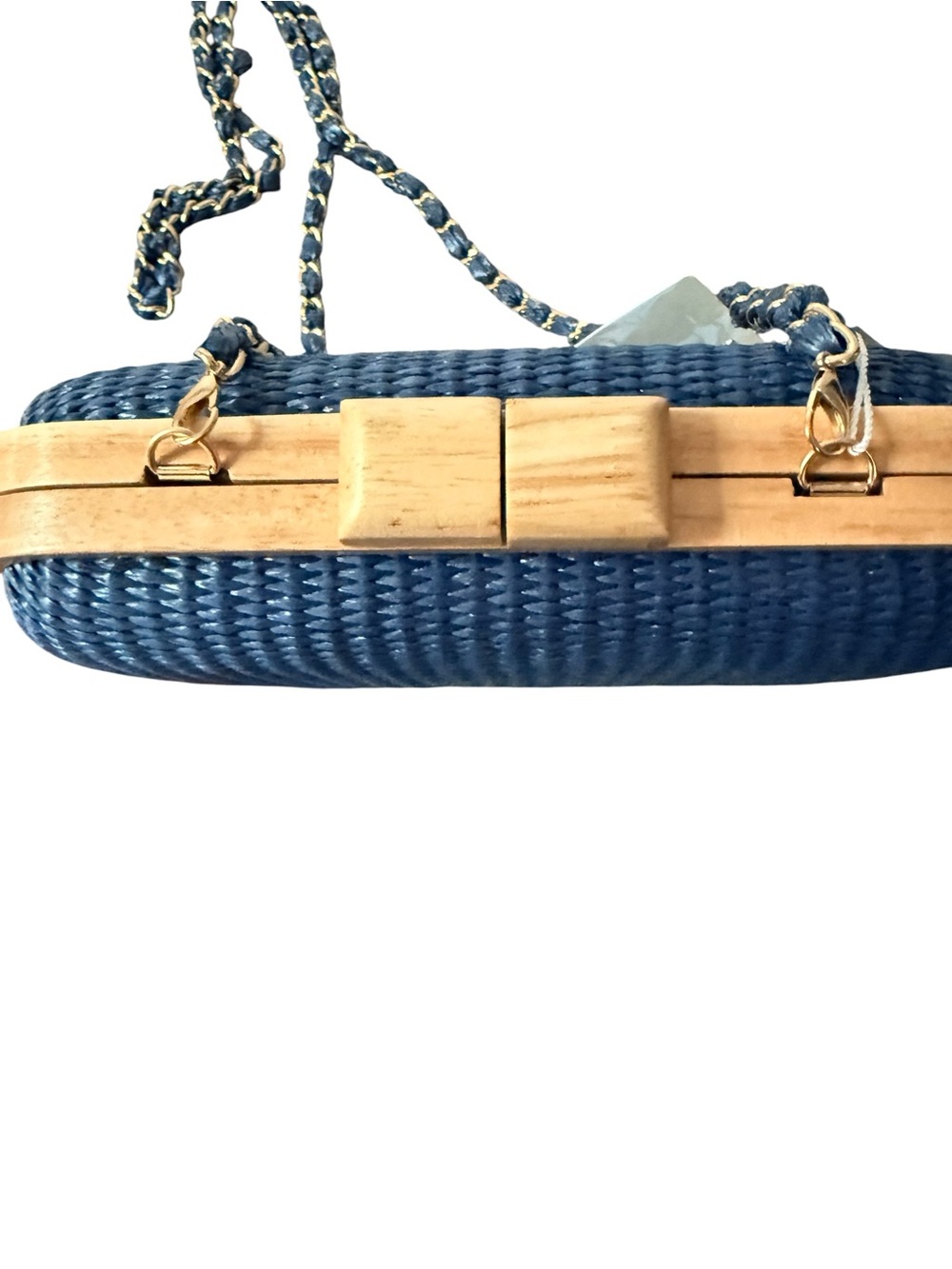 Tommy Bahama Navy Blue Woven Crossbody Clutch with Chain Strap-NWT - Picture 3 of 3